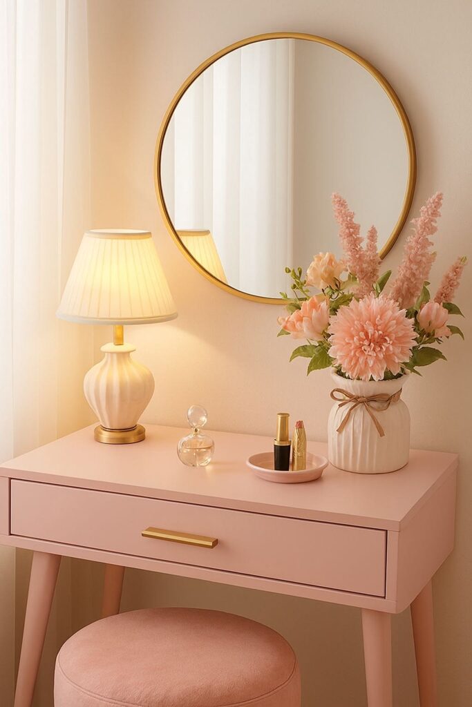 bedside table with lamps, and other decors