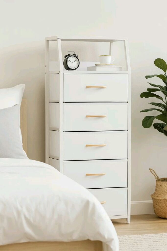 furnished bedroom with slim profile furniture maximize floor space