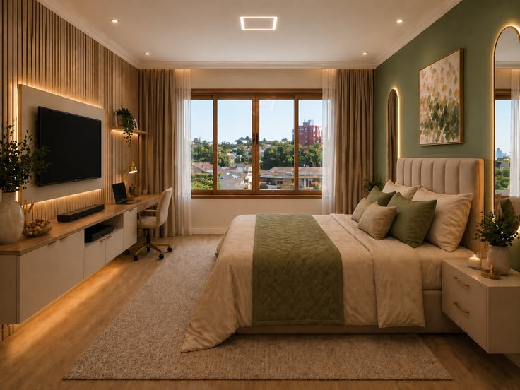 small bedroom with clutter-free surfaces inspired by five-star hotel design.
