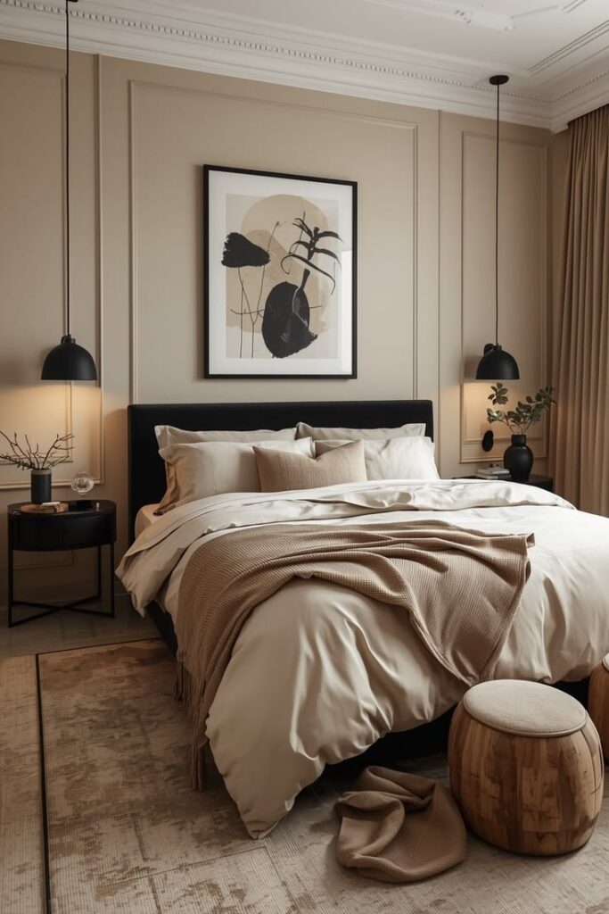 a mixture of black accent bringing more beauty to the room