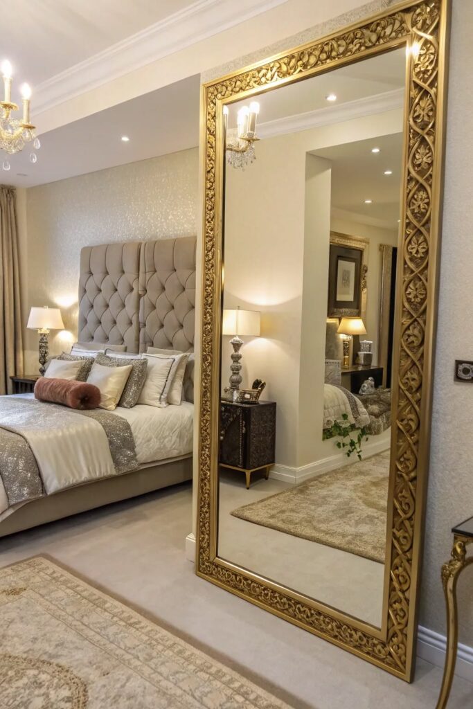 a large floor to ceiling mirror