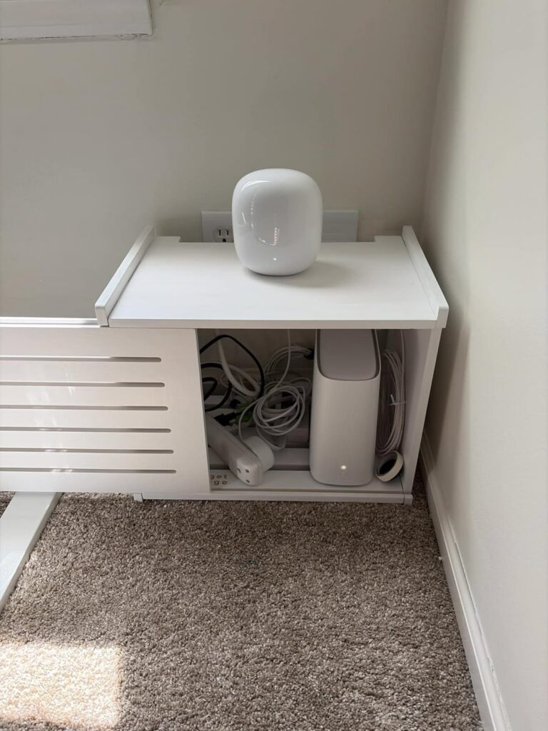 a closet for organizing cables.