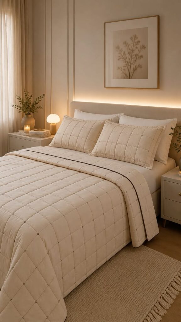 a well made bed adding elegance to the room