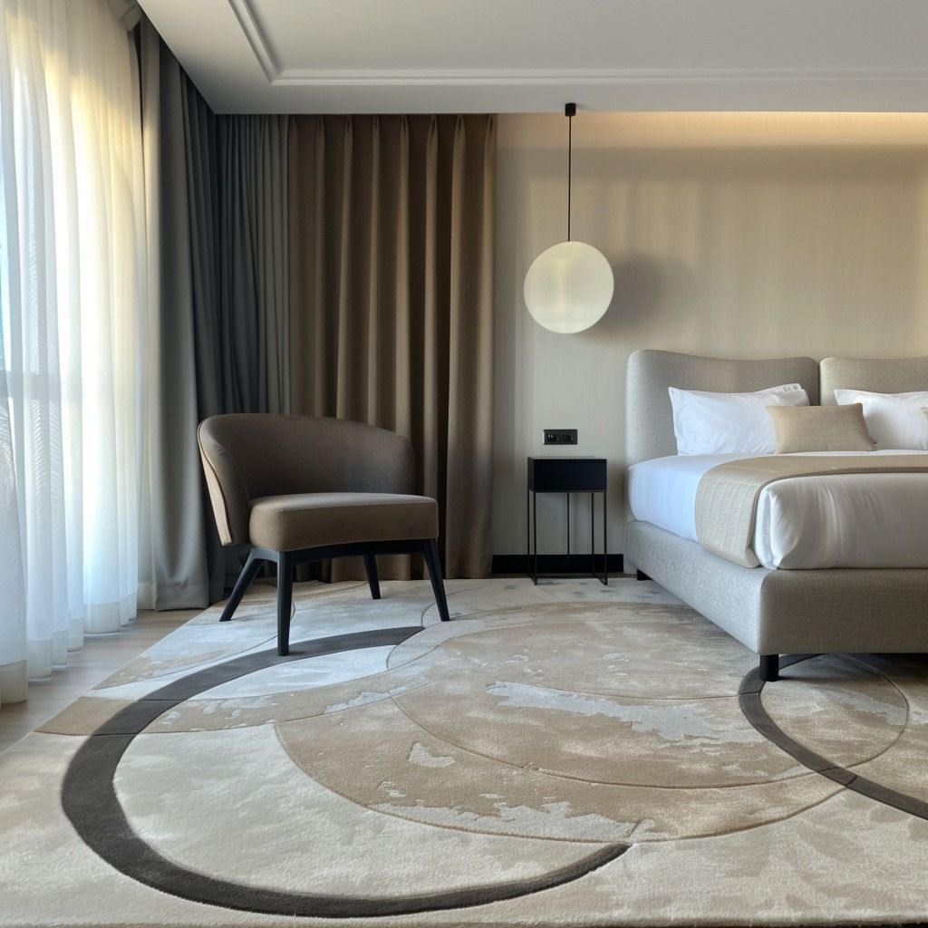 large area rug adding beauty to the bedroom