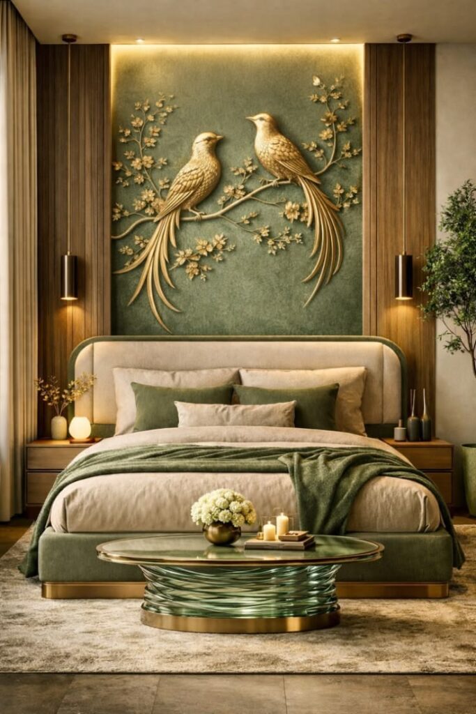 statement headborad that creates a luxurious focal point 