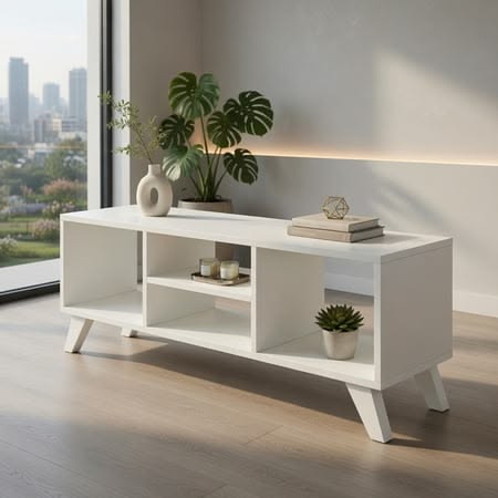 contemporary living room with raised leg furniture
