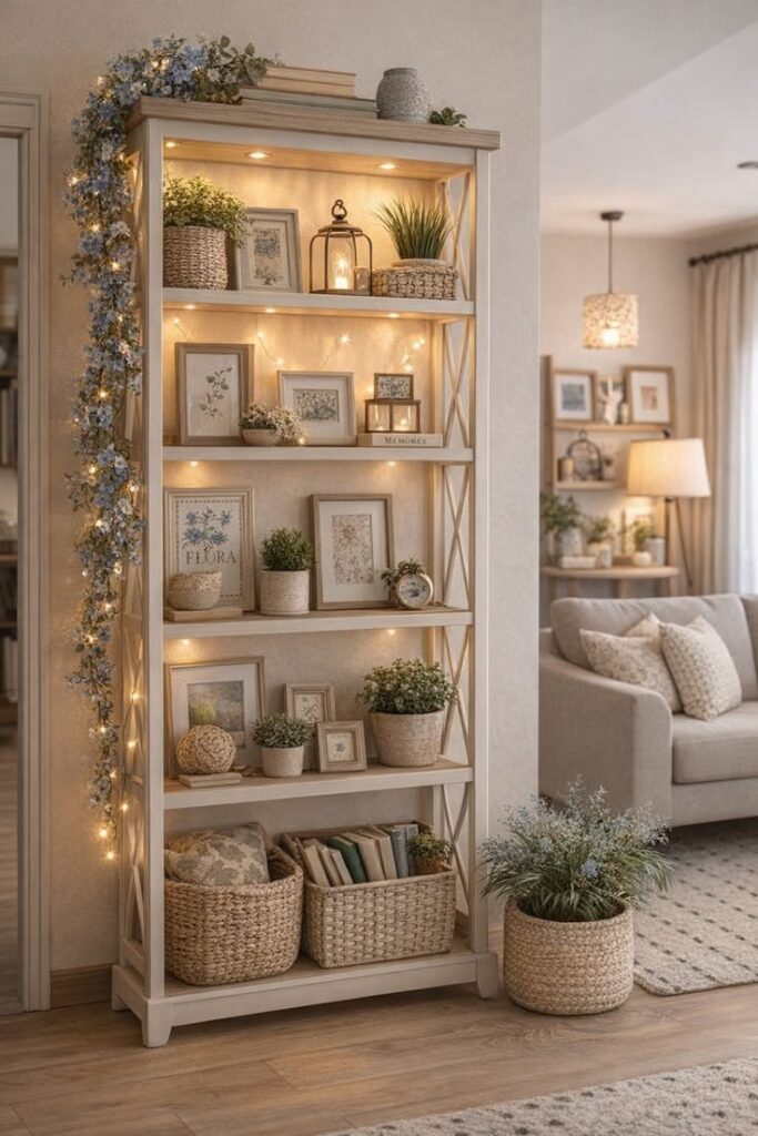 beautifully styled open shelves