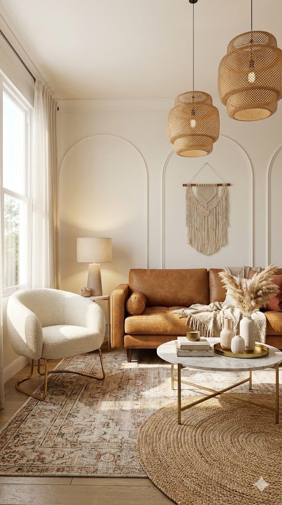 luxury living room featuring neutral textures
