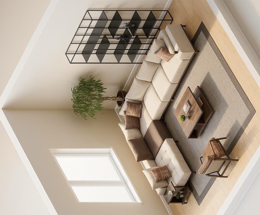 shaped furniture layout that makes the space feel larger
