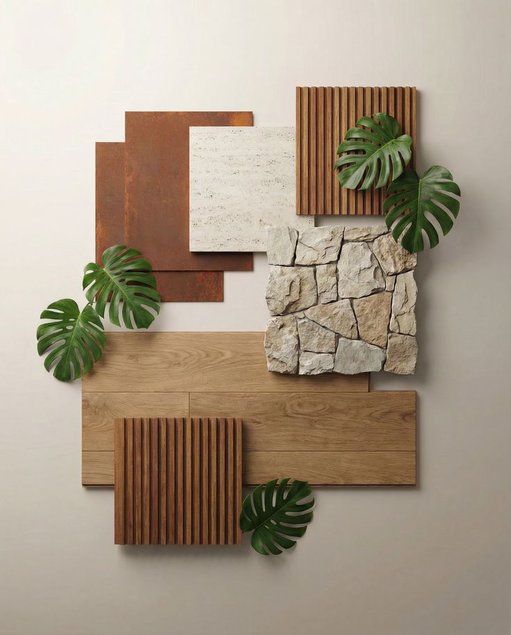 luxury small living room with natural stones
