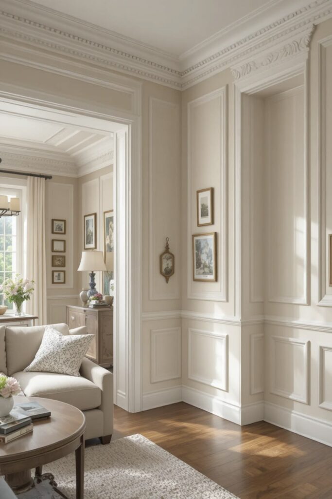 luxury small living room with wall and trim painted same colr