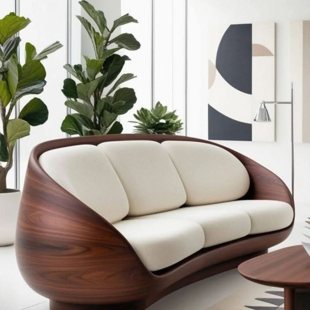 minimalist living room with clean  lined furniture