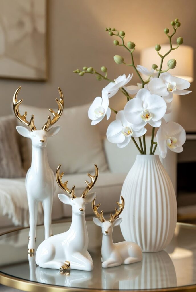 Minimalist shelves styled with a few carefully selected decorative accessories.