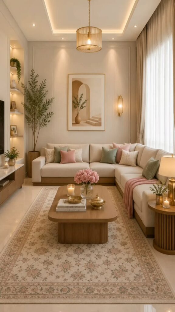 Balanced furniture arrangement creating harmony.