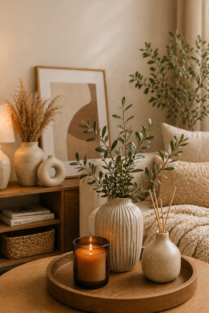  travertine, marble, and handcrafted ceramic décor.