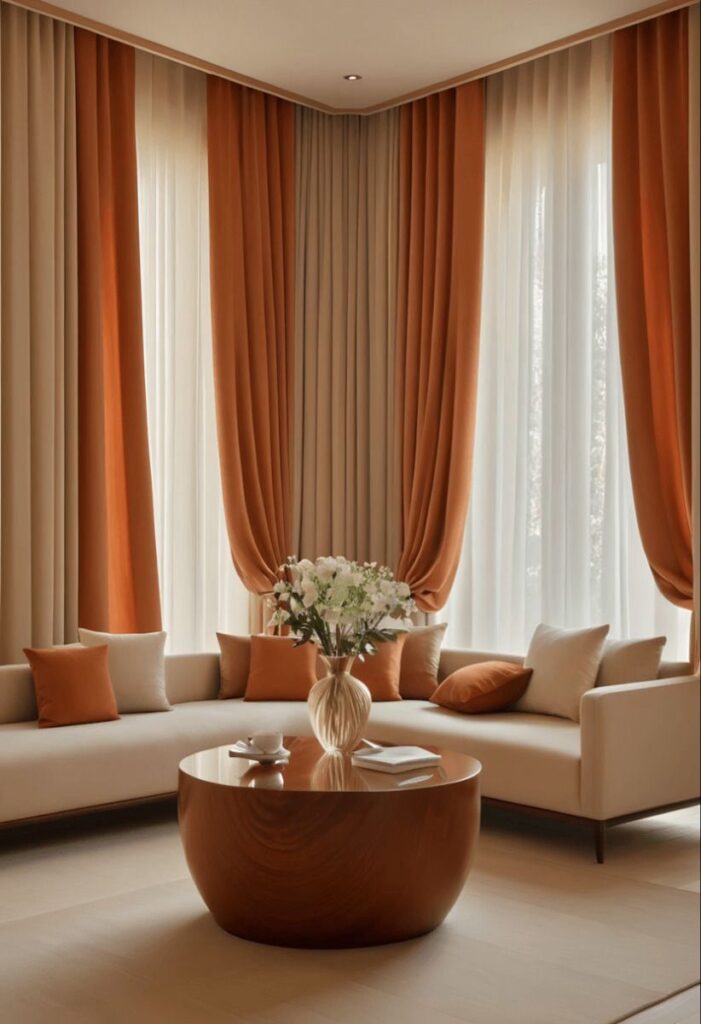 odern luxury small living room with a cream sofa, layered lighting, neutral décor, and elegant styling.