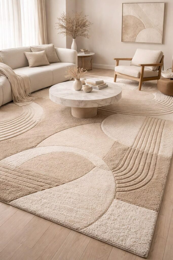a neutral large rug