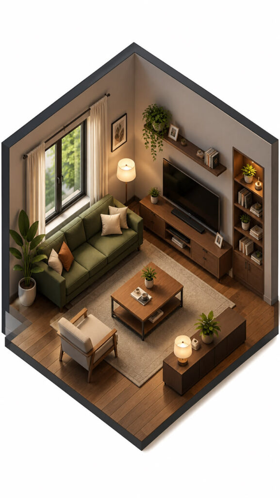 a  well scaled living room