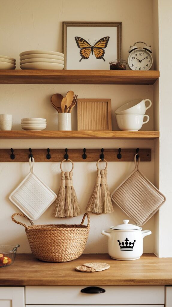 Minimalist kitchen with carefully curated accessories and clutter-free surfaces.