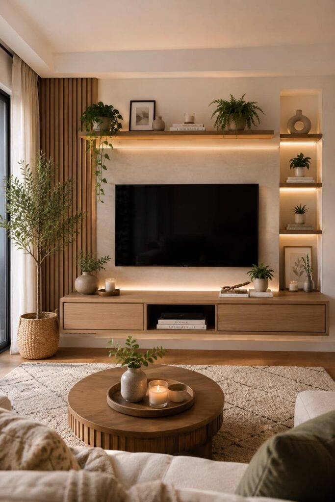small living room layout with a well poistioned television